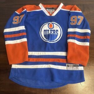Reebok CCM Edmonton Oilers Connor McDavid Jersey Youth L/XL Stitched Fight Strap